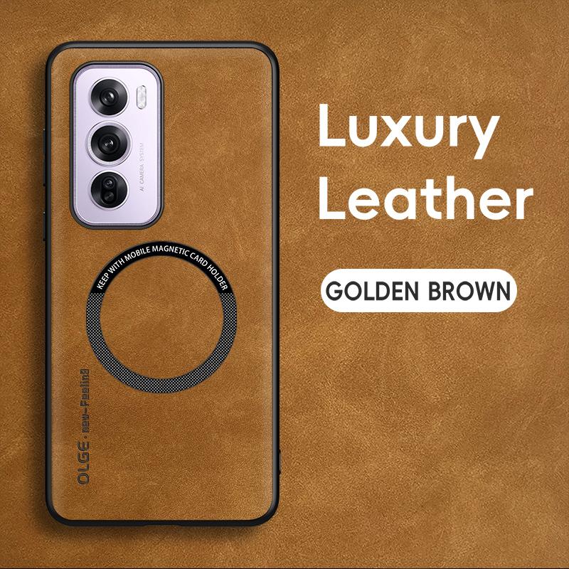 

Magnetic Retro Leather Soft Case For OPPO Reno12 Pro Reno 12 Pro 5G Wireless Charging Phone Case Cover For Reno12 Pro коричневый