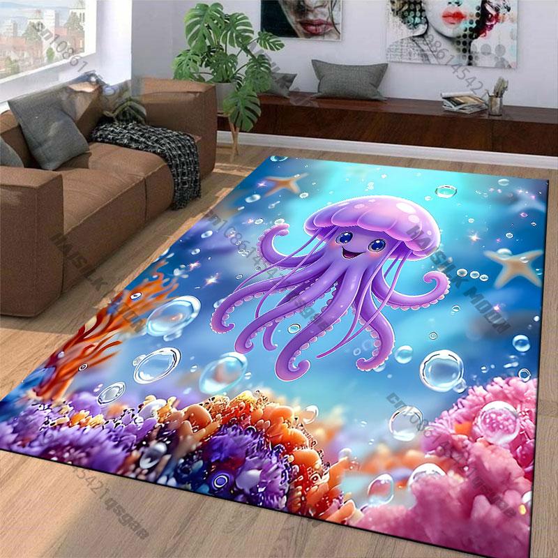 Happy crab underwater with flagcarpet Yoga living room room decor children's crawling mat doormat area rug games floor mat