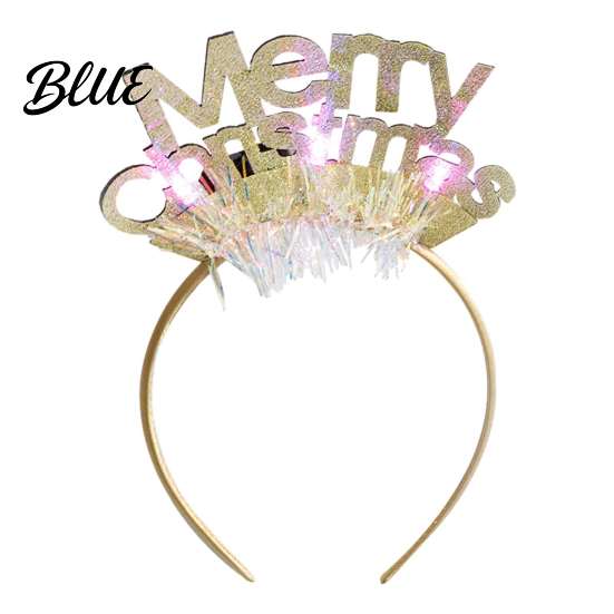 Glowing Holiday Accessories for Parties Light Up Christmas Headbands, Shiny Glitter Santa Hat Tree Reindeer Antler Hairbands, Decorative Hair