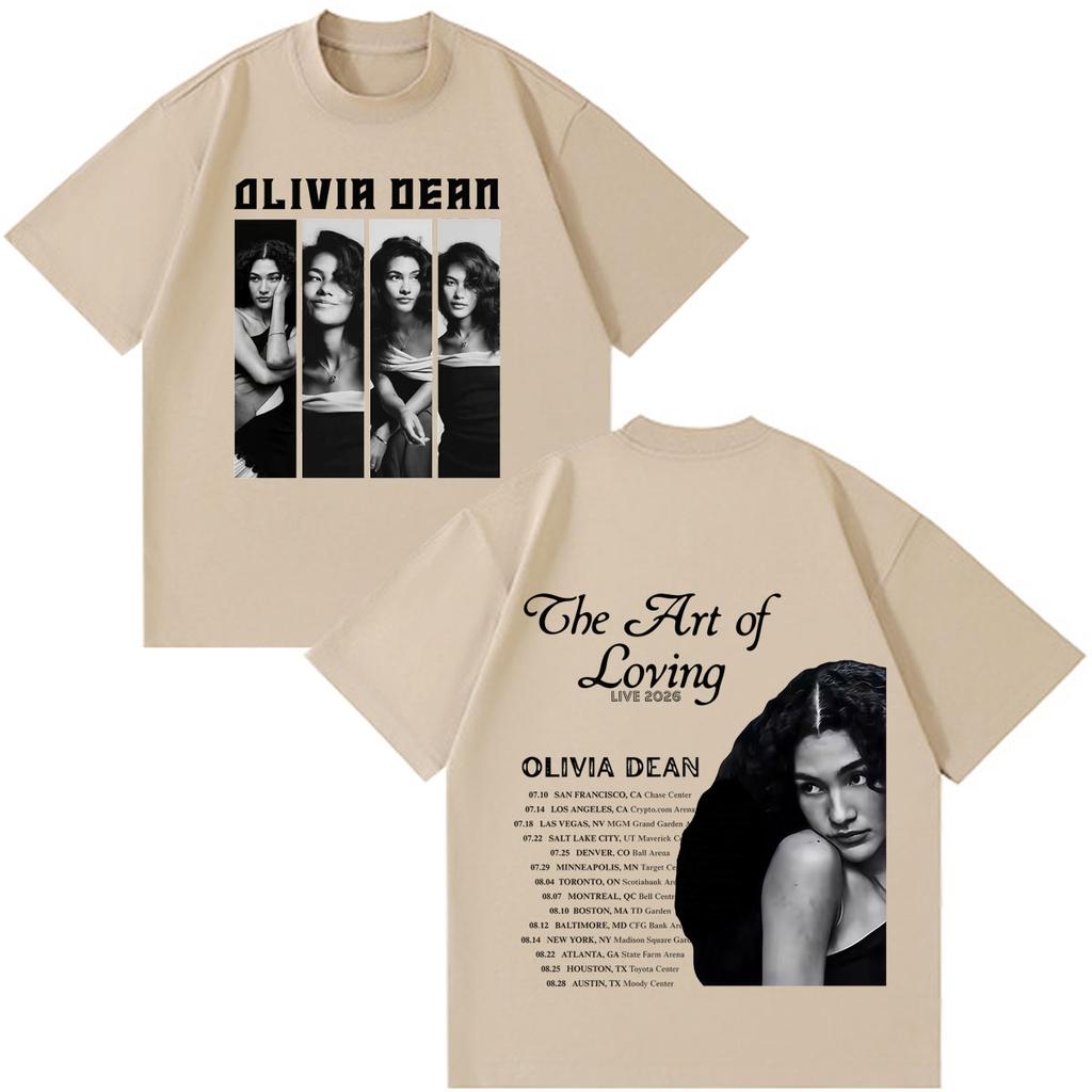 Olivia Dean Art Of Loving Tour 2026 Stampa Maglietta Unisex Unisex Magliette Hiphop Estiva Larga Casual Cotone Moda Magliette Vintage