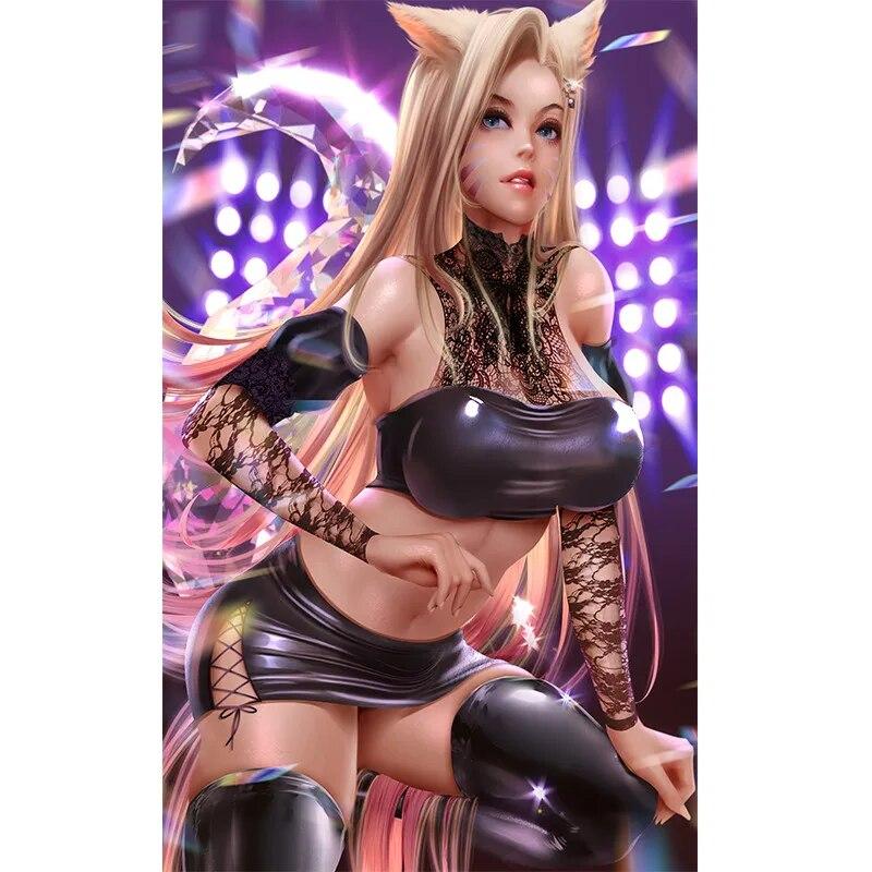 Print Canvas Game Pink Witch Nude Sexy Girl Art Poster Painting Living Room Bedroom Hanging Picture