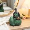 Resin Figurine for Home African Lady Figurine, Ethnic Sitting/Standing Woman Statue, Hand-Painted Bohemian Decor Decorative Desk Living Room