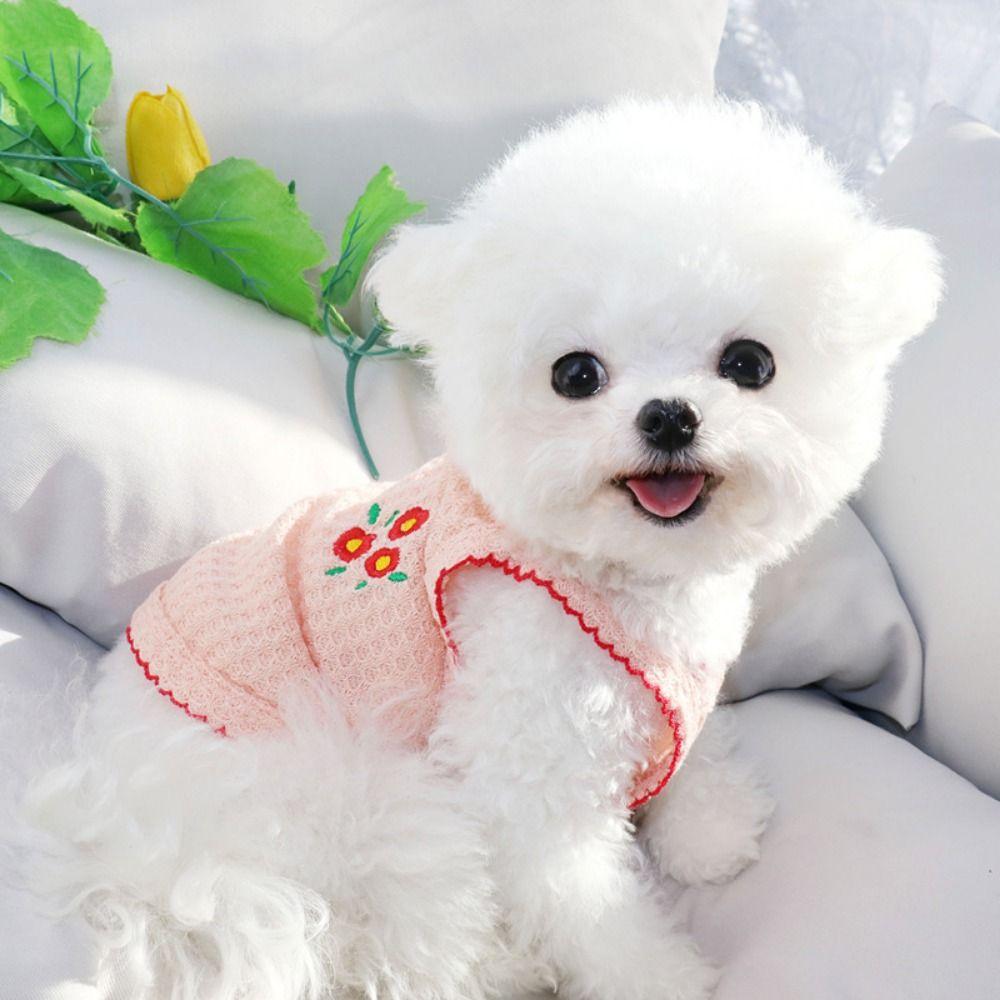 

Soft Summer Flower Embroidery Pet Supplies Puppy Vest Dog Dress Dogs Clothes