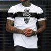 Summer Round Neck 3D King Print Top Fashionable Casual Short Sleeved Men's T-shirts