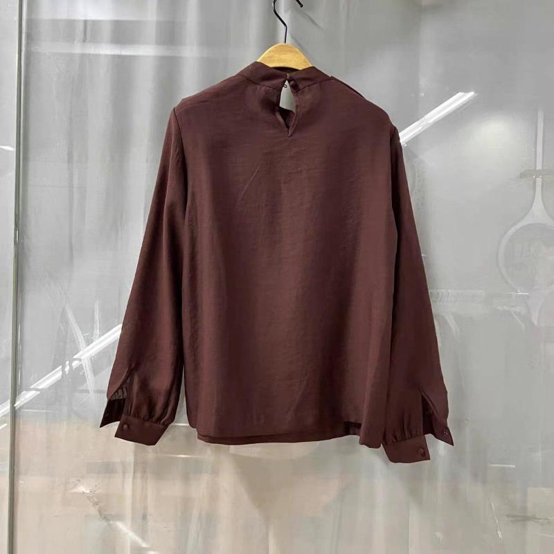 Women's Bow Tie Neck Long Sleeve Blouse Elegant Office Wear Chiffon Top