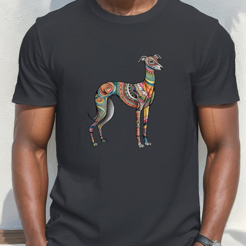 Greyhound Dog Graphic Print Mens Cotton TShirt Casual Round Neck Short Sleeve Tee