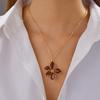 Elegant Able Flower Pendant Necklace, White Enamel Petals Multifunctional Accessory for Women's Casual Formal Occasions