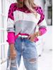 Women's Color Block Leopard Print Pullover: Long-Sleeved Casual Sweater for Autumn & Spring