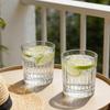 Juice Lemon Glass Water Cup Nordic Striped Glass Cup Creative Cocktail Glass Iced American Coffee Cup Suitable for Gift Giving