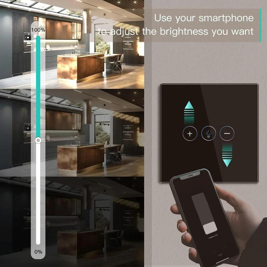 Inteligentny ściemniacz WiFi Tuya EU/US Ścienny dotykowy włącznik światła z przewodem neutralnym, zdalne sterowanie aplikacją Smart Life i sterowanie głosowe dla Alexa Google Home