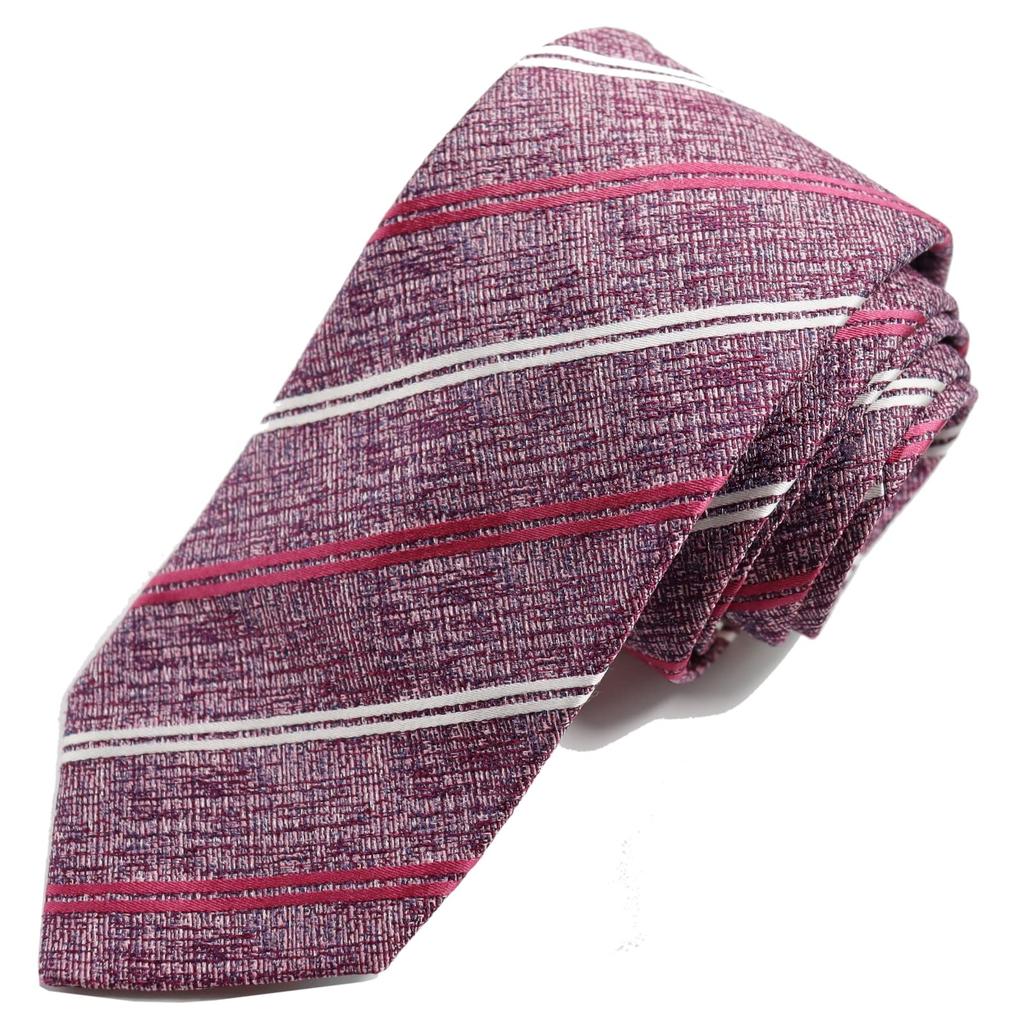 Michiko London KOSHINO Striped Silk Made In Italy with Japanese Perfect Gift for Men and Wine Tie, Fabric, 100% Silk, Women, Unisex, mki-017-B,