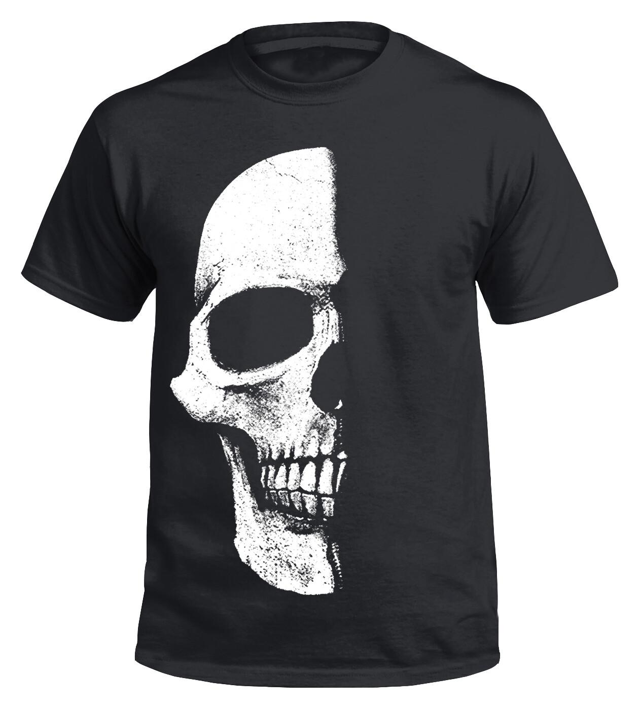 Half Skull Men s T-Shirt/Skeleton/Biker/Tribal/Tattoo/Shadow/Goth/Top/S - XXXXXL S разноцветный