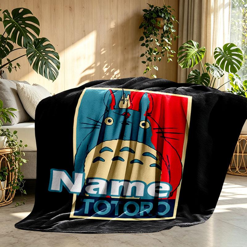 Custom Name Personalized My Neighbor Totoro Print Blanket, Home Decor, Bedroom, Sofa, Camping, Couch, Gifts for Birthday Christmas
