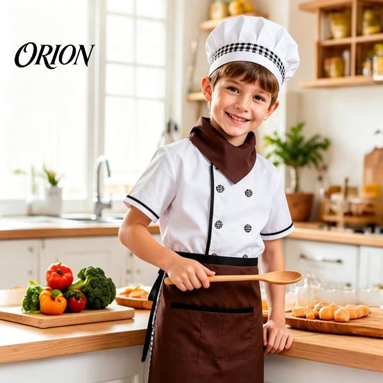 Stage Performance Chef Suit Kids Costume for Boys And Girls, Comfortable Cooking Outfit with Little Set Apron Hat Role Play Baking Activities