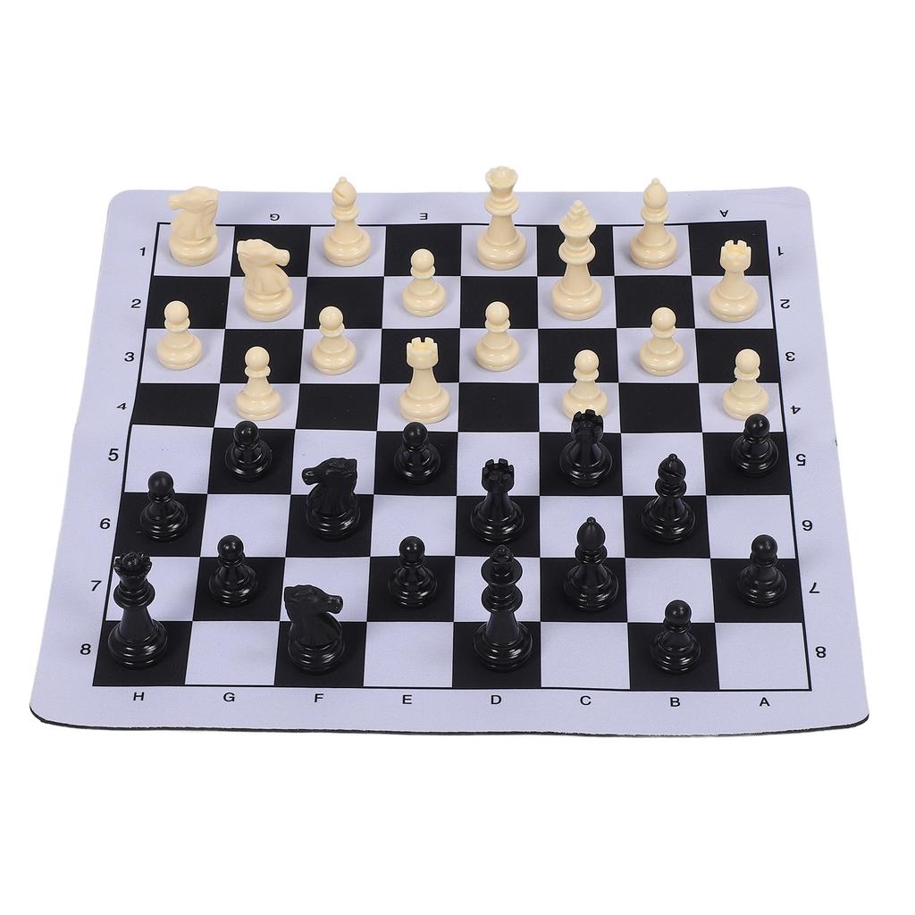 Schachset 35mm Weiches Schachbrett Tragbar Standardgröße Internationales Schachbrettspiel für Zuhause
