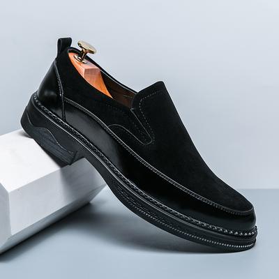Fashion Fashion Brand Men's Suede Leather Shoes Soft Sole Non Slip British Style Flat Bottom Loafers Commuting Outdoor Men's Work Shoes