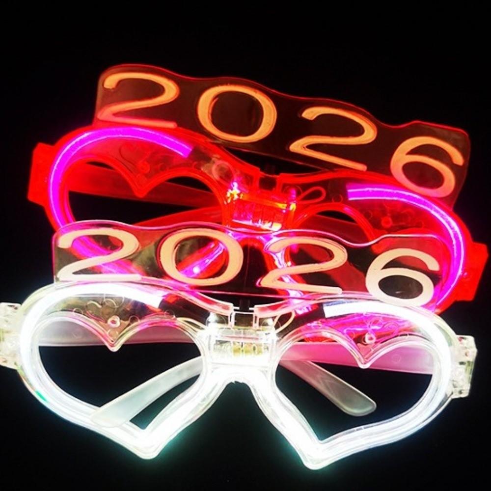 Number Letter 2026New Year Glow Glasses LED Glow New Year Party Glasses Rave Nightclub