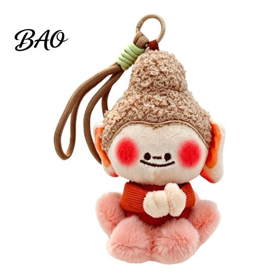 Colorful Woven Bracelet Pendant Cute Buddha Keychain, Dunhuang Style Plush with Embroidered Healing Plushie Gift for Girls Details, Soft Car