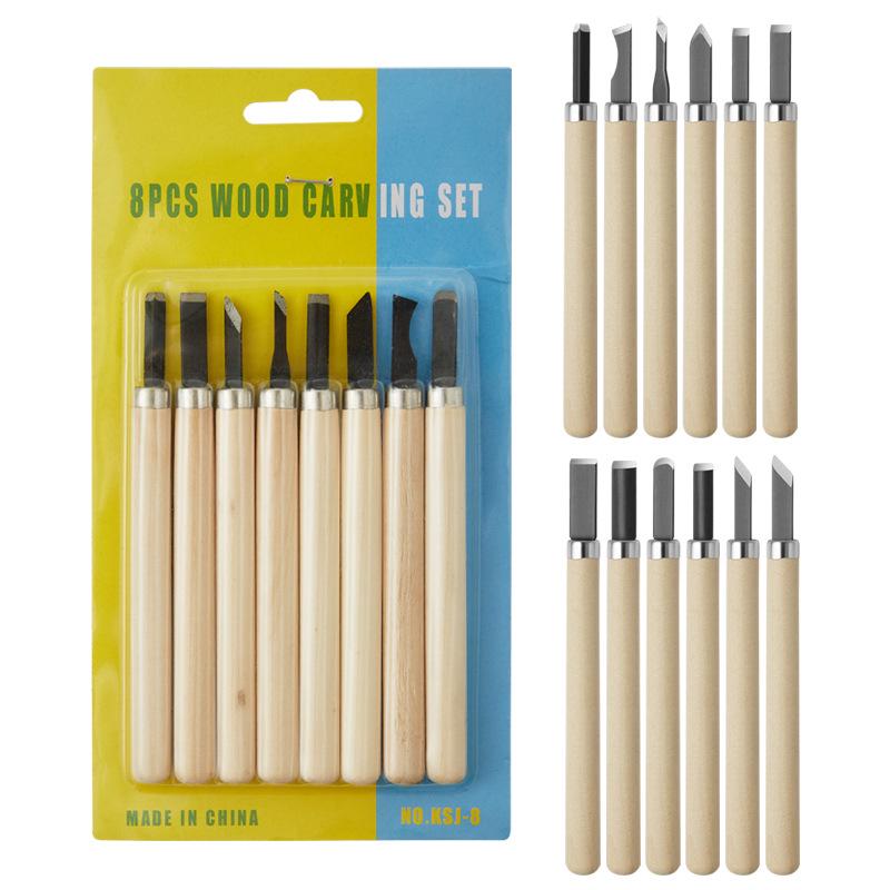 12-Piece Handmade Wood Carving & Engraving Knife Set with Student Art Eraser