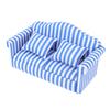 3Pcs   Sofa Set Pine Cloth Double Sofa 2 Single Sofa Light Color Strip  ature Sofa for 1:12 Doll House