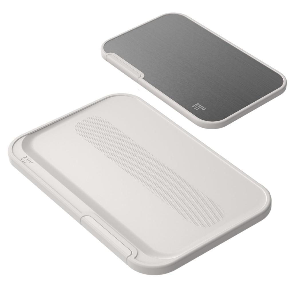 Zuutii 2 in 1 Cutting Stainless Steel and Double Dishwasher Large Cutting Light ZTCB0042 Board, Plastic, Sided, Safe, Anti-Slip, Board, Cream,