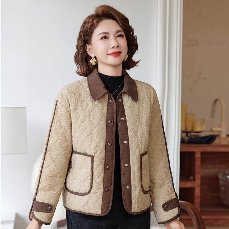 Color Matching Lapel Padded Coat Loose New Winter Warm Padded Jacket Padded Jacket Top Women
