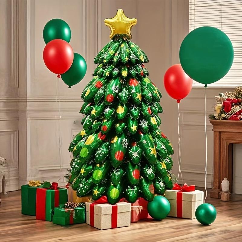 51inch Indoor/Outdoor Large Christmas Tree Balloon Assemble Xmas Tree Aluminum Film Balloon Extra Large Christmas Decorations