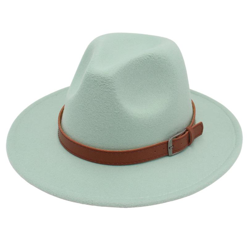 British Style Gentleman'S Top Hat Versatile Trendy Suit Matching Top Hat Belt Buckle Felt Fedora