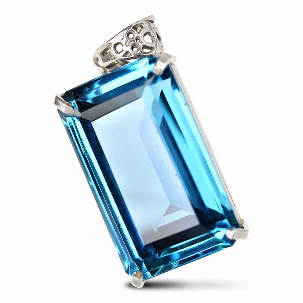 

Lab Created Sapphire 95 Ct Certified 925 Sterling Silver Emerald Gems Pendant MY.PD-70-NS 45.9 mm approx синій
