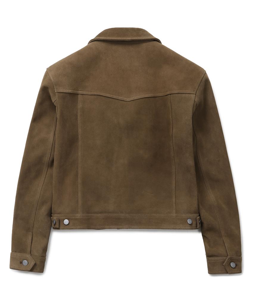 Connect Kinloch [Real Leather] Cow Suede Trucker Jacket (Brown)