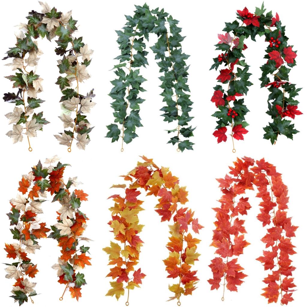 175CM/ 5.7FT Artificial Leaves Fall Leaf Garland Hanging Vines Autumn Garland Artificial Leaf Garlands For Halloween Decoration