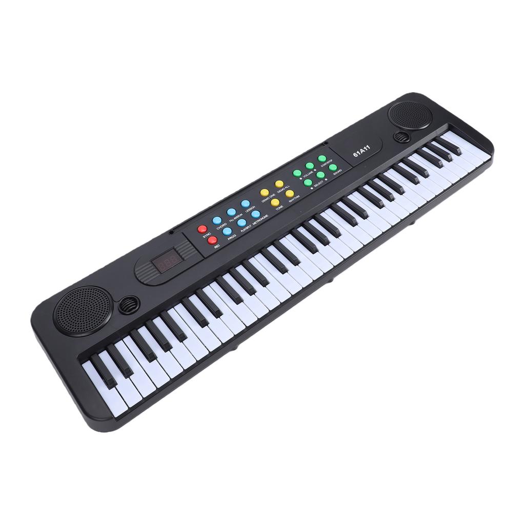 Teclado Eletrônico de 61 Teclas Piano Portátil 200 Timbres 200 Ritmos com Microfone Metrônomo Modo de Ensino para Iniciantes Casa