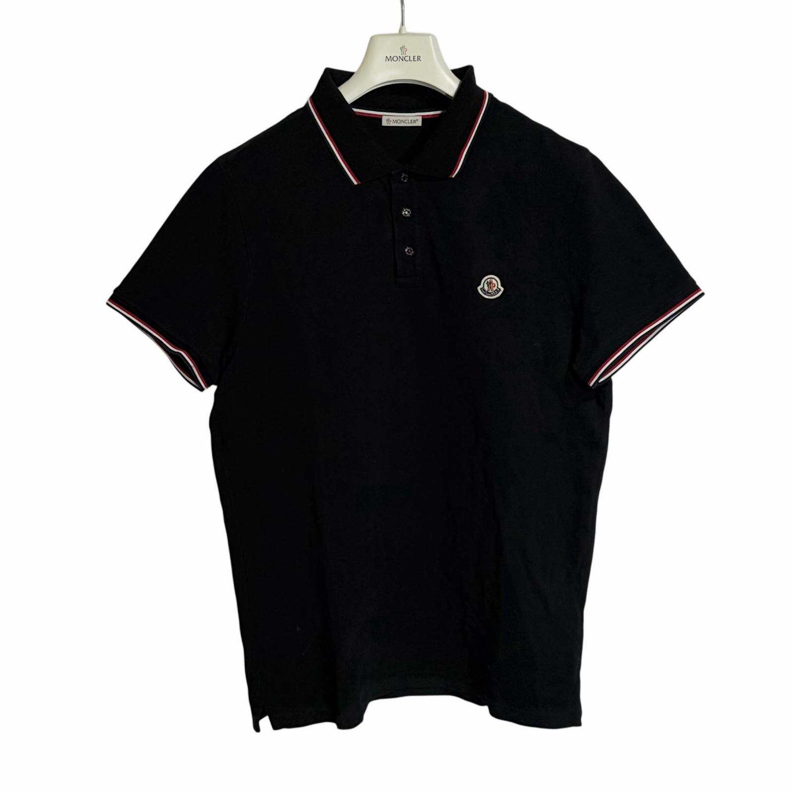 Б/у Поло MONCLER черное мужское