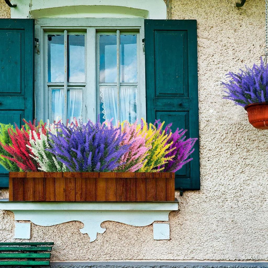 Artificial Green Plant Fake Flower Lavender Simulated Green Plant Home Decoration Plant Outdoor Pastoral Style Bundle