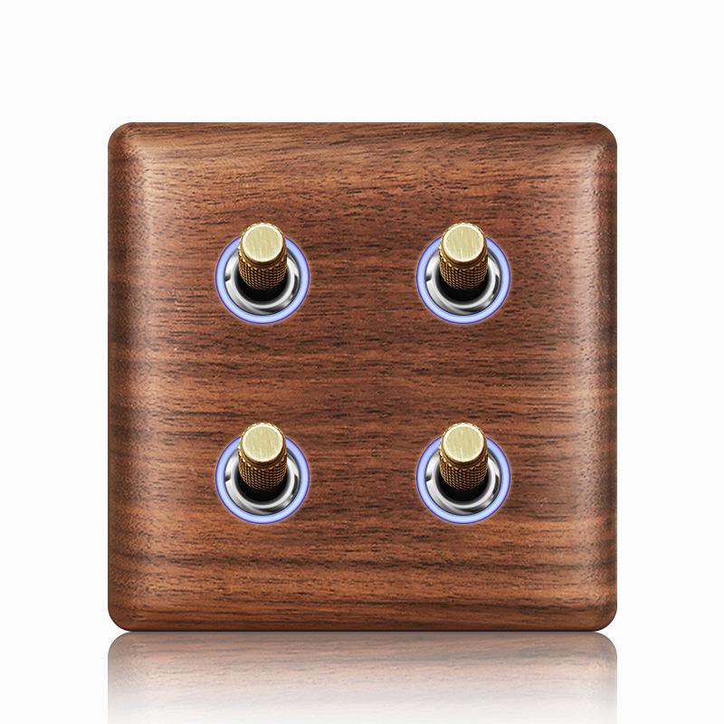 Nordic Toggle Industrial Style Solid Wood 86 Type Single/Double Gang Switch Socket