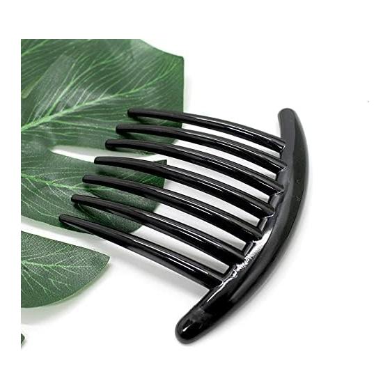 DFsucces Hair Accessories, French Twist Comb, 7-Tooth Hair Comb, Hair Clip, Updo, Easy Hair Bun, 5-Piece Set, Black (7-Tooth), Blends In and