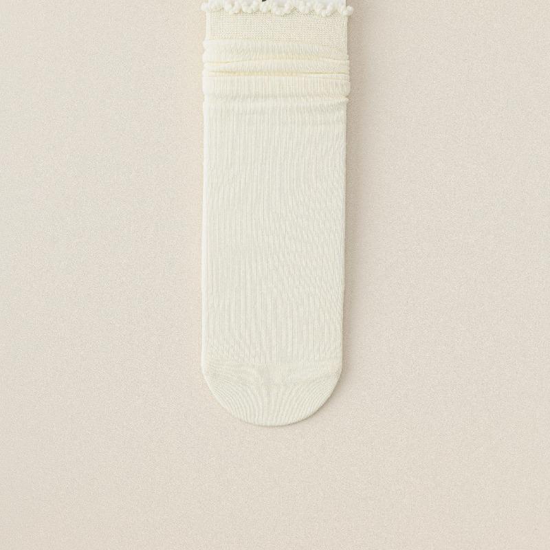 Women's Socks, Grey Lace Boneless White, Antibacterial and Versatile Postpartum Socks
