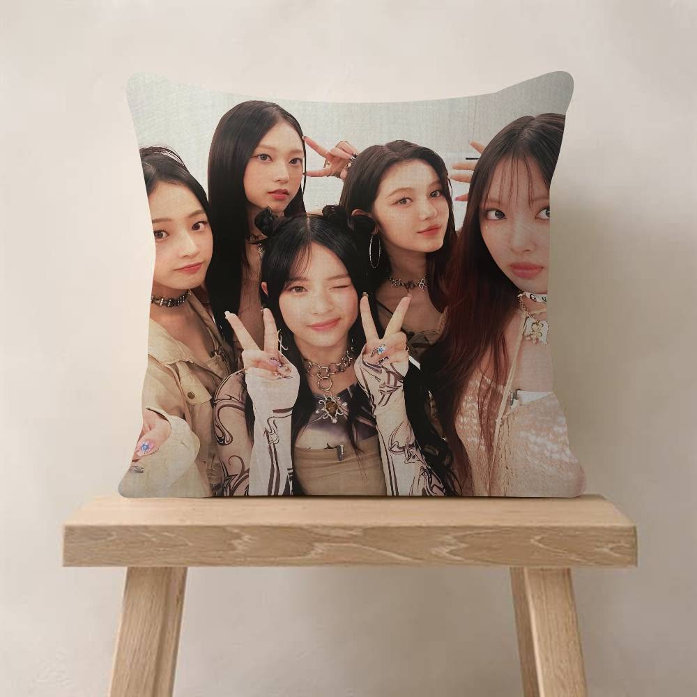 Kpop Singer N-New Jeans Office Cushion Pillowcase Car Cushion Cover45X45CM Lumbar Pillowcase Sofa Pillowcover