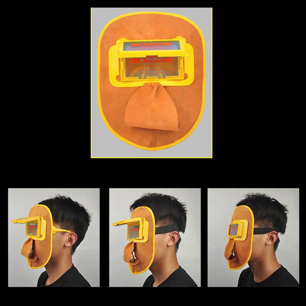 Leather Welding Hood Pancake Welding Helmet Lightweight Adjustable Heat Resist Durable Welding Cap for Electric Arc