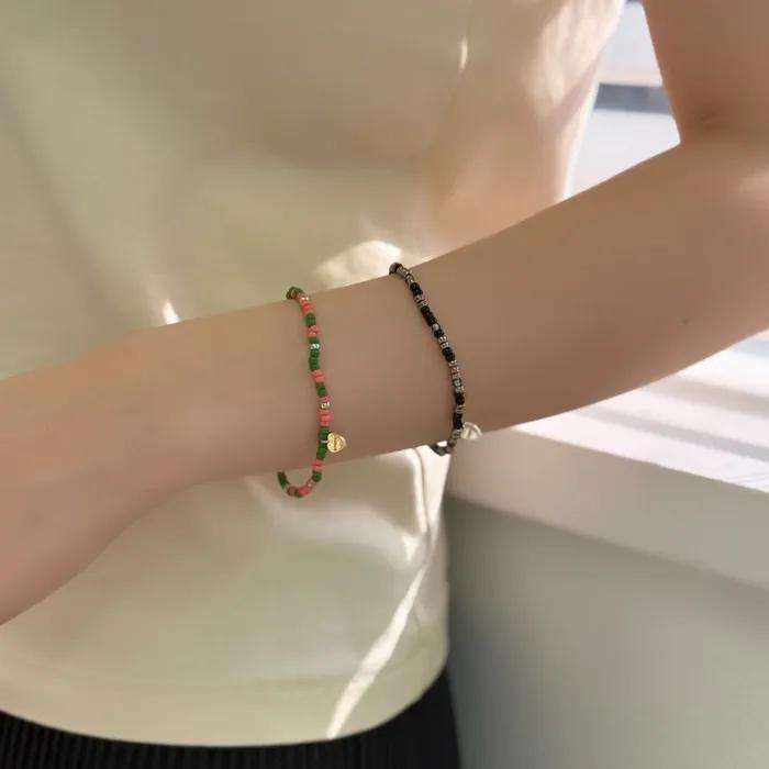 Alba Color Mix Layered Beads Bracelet Heart Charm Color Mix Seed Beads Bracelet