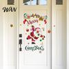 Living Room Holiday Decors Christmas Santa Claus and Colorful Lights Wall Stickers, Removable PVC Decal, Peel Party Photo Backgrounds Stick Art Decor