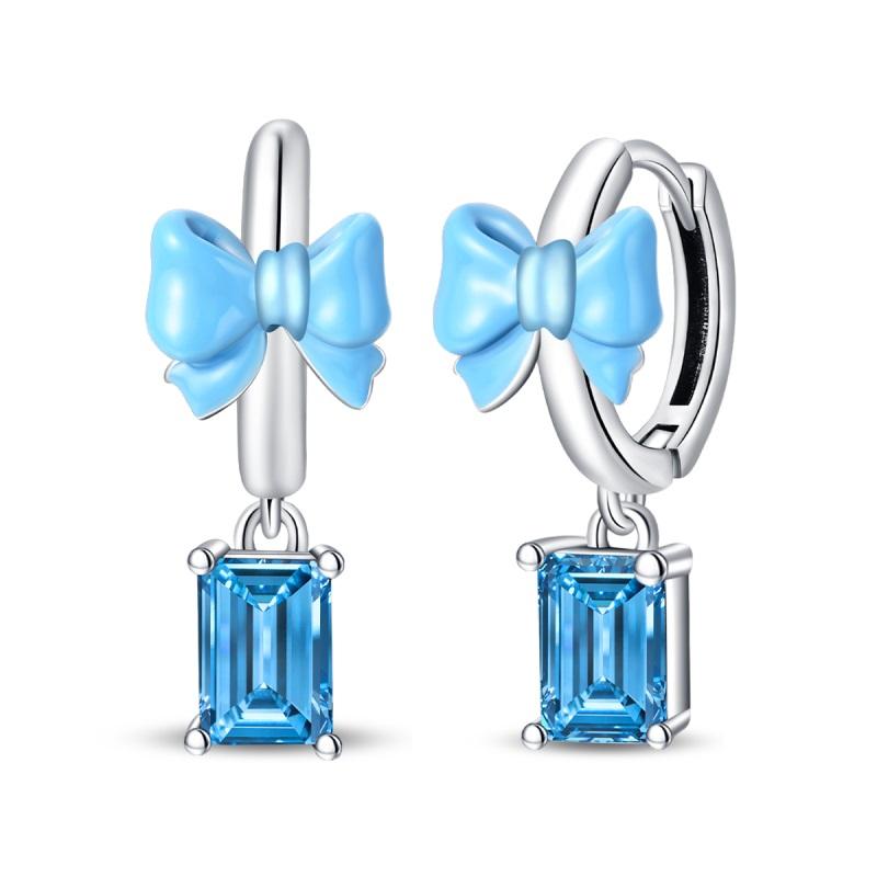 925 Silver Blue Zircon Dreamcatcher Feather Star Moon Cute Claw Hoop Earrings For Women Fine Birthday Jewelry Gifts