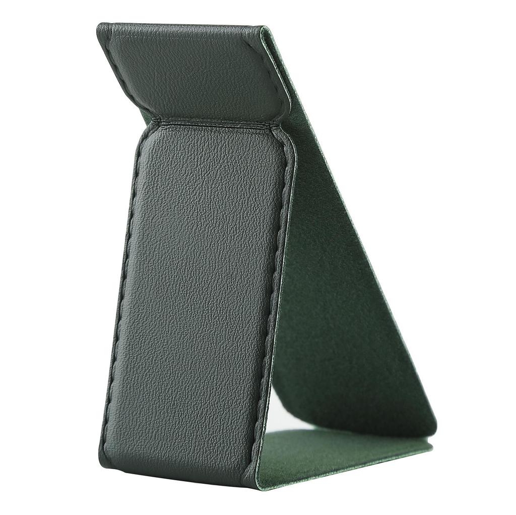 Support de téléphone adhésif compact en cuir - Pliable, Couleur unie, Ajustement universel