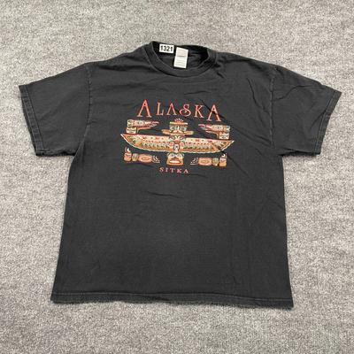 Maglietta Vintage Anni '90 Alaska Sitka Totem Large 21x25 Nera