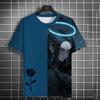 2024 Sommer neues Herren-Sommer-T-Shirt im antiken Stil, lässiger 3D-Druck, Anime-Mädchen-Rosendruck, High-End-Druck, Unisex, kurze Ärmel