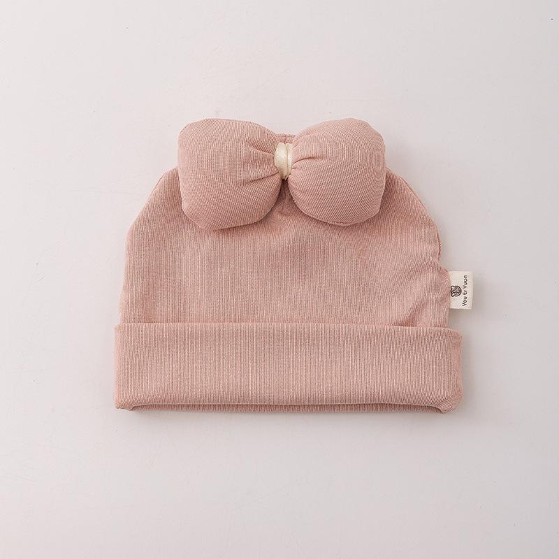 

Guai Bao Baby Bow Tummy Hat - Spring/Autumn Windproof Warm Hat & Forehead Protector for Newborns 38-42cm (0-8 months) розовый