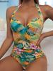 Nyt 2024 Sommer Badetøj Kvinder Én Del Sexet Blomstret Print Strand Outfits Kvinder Smal Pasform Badedragt til Piger Strandtøj Sexede Bikini'er