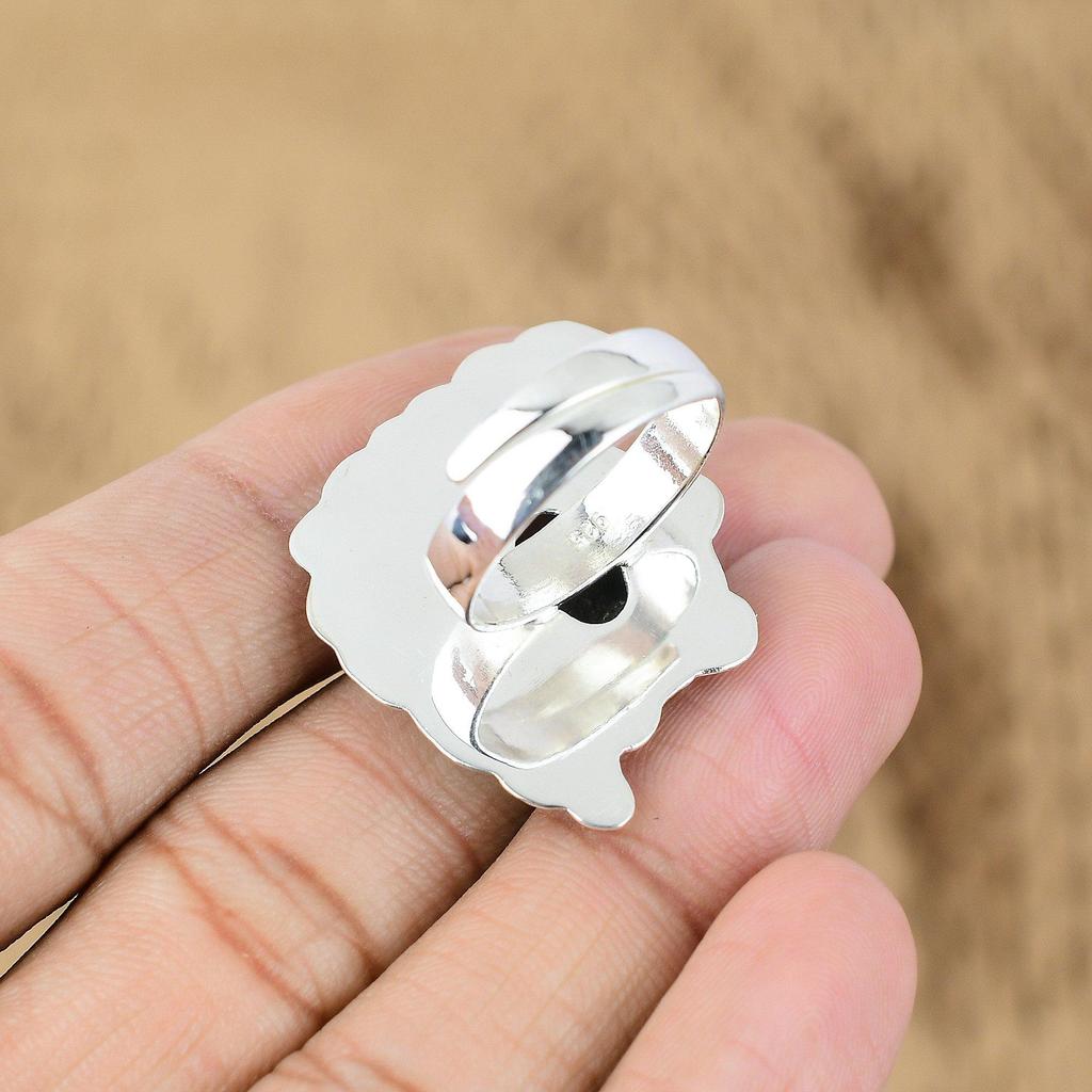 Memorial Day Deal Natural Rhodonite Promise Statement Ring Jewelry 925 Silver