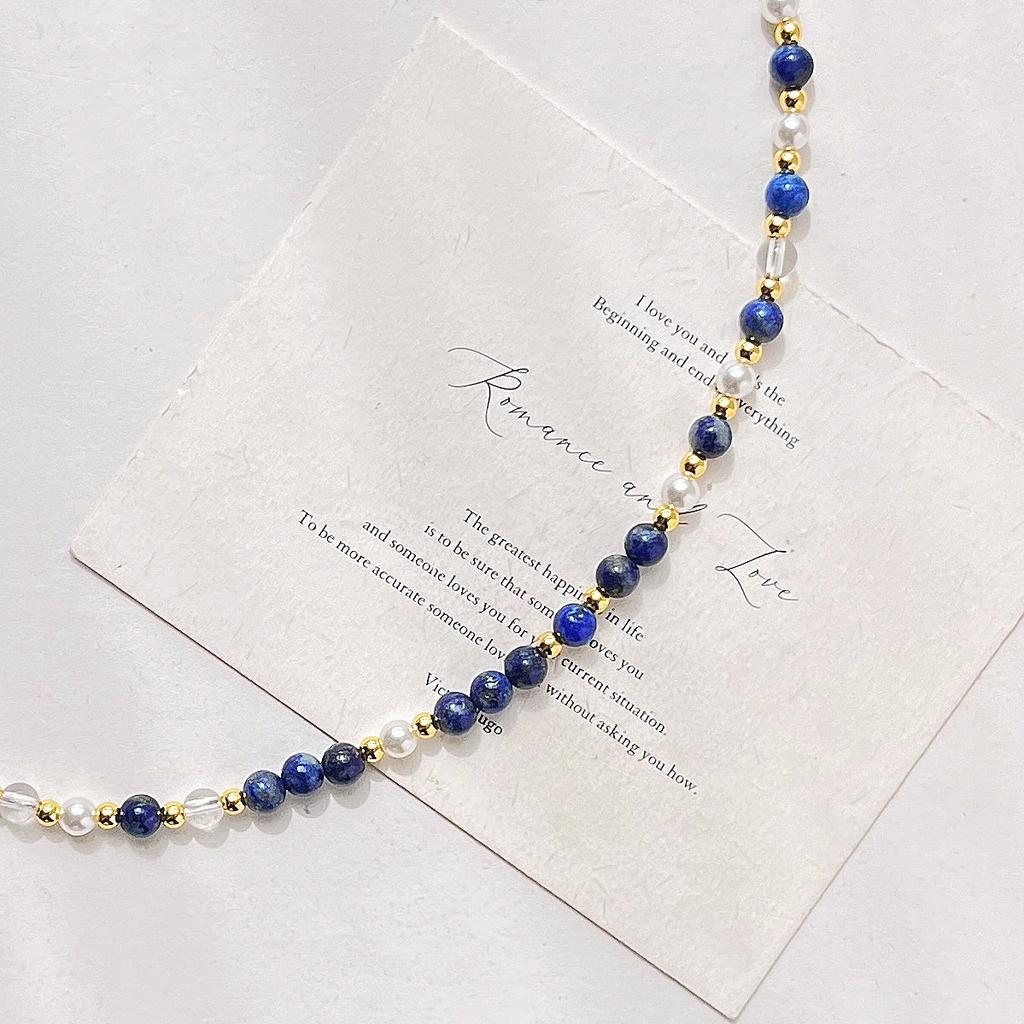 Herbst und Winter Retro-Stil Hochwertige Natürliche Lapislazuli Schlüsselbeinkette Halskette für Damen