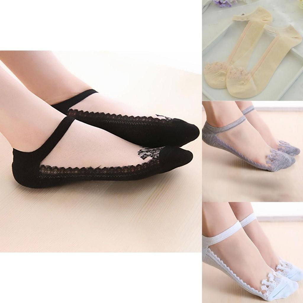 Elegant Women Colors Sexy Ultra-thin Elastic Silky Short Silk Lace Invisible Socks Ideal For Any Occasion